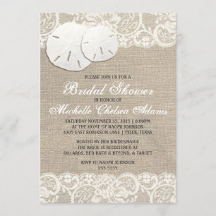 Beach Rustic Burlap Lace Bridal Shower Initation Invitation