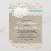 Beach Rustic Burlap Lace Bridal Shower Invitation (Front/Back)