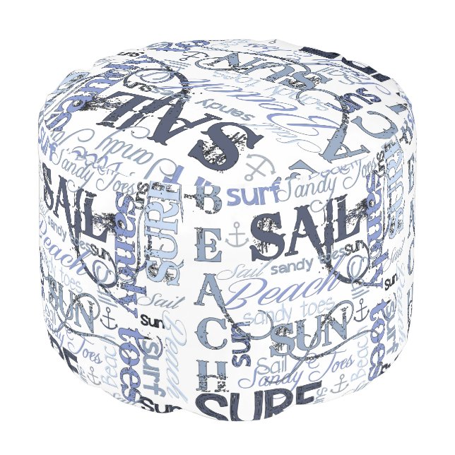 Beach Sail Sun Surf Sandy Toes Pouf (Angled Front)