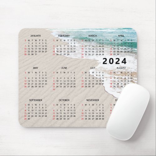 Beach Sand 2024 Calendar Mouse Pad