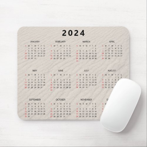 Beach Sand 2024 Calendar  Mouse Pad