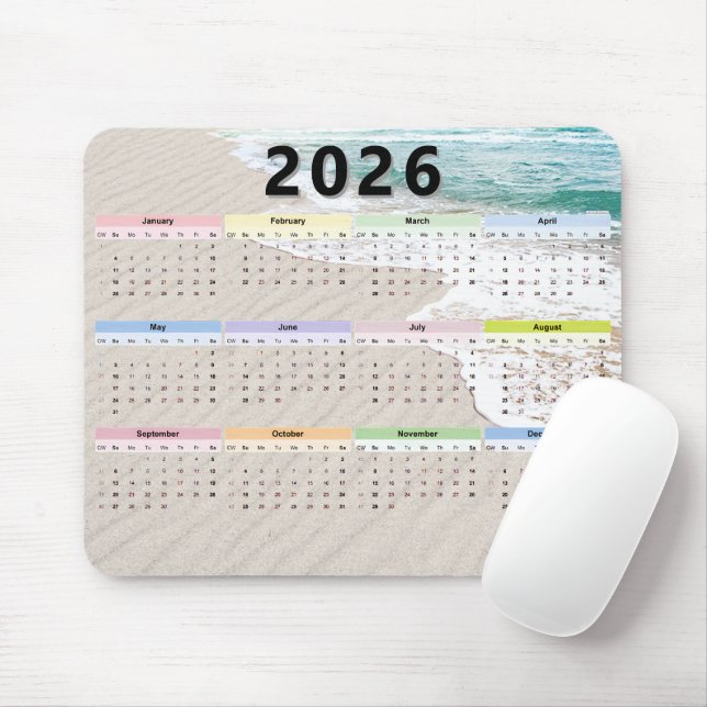 Beach Sand 2025 Calendar  Mouse Pad (With Mouse)