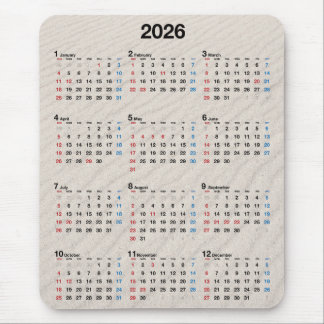 Beach Sand 2026 Calendar Mouse Pad