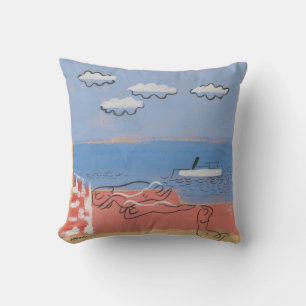 Beach, Sand and Blue Sky Contemporary Art Pillow