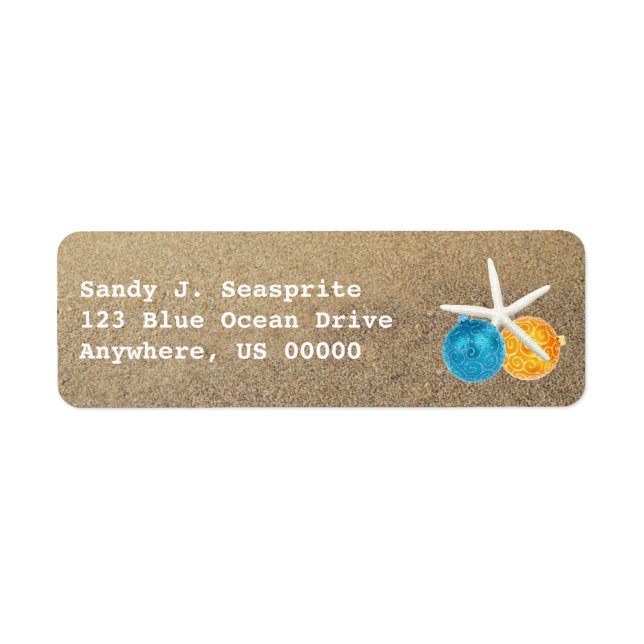 Beach Sand and Ornaments Return Address Labels (Front)