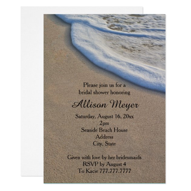 Beach Sand And Sea Foam Bridal Shower Invitation