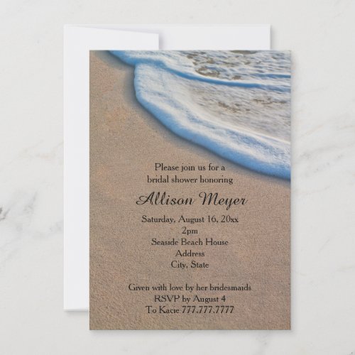 Beach Sand and Sea Foam Bridal Shower Personalized Invite