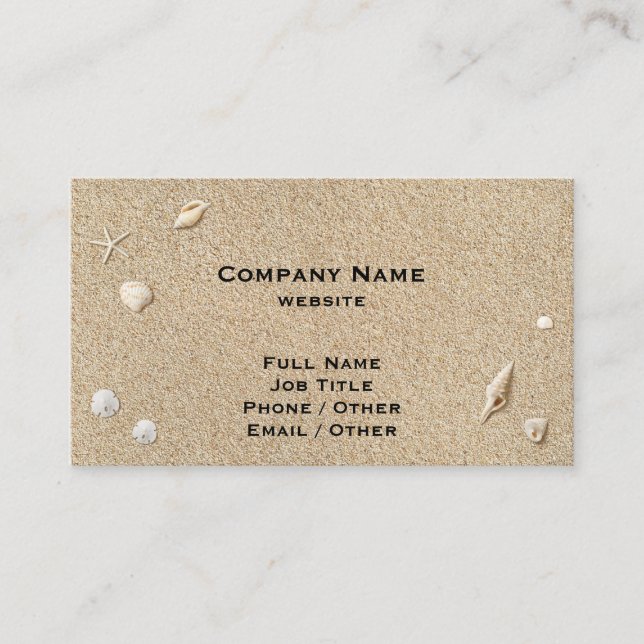 Beach Sand and Seashells Business Card (Front)