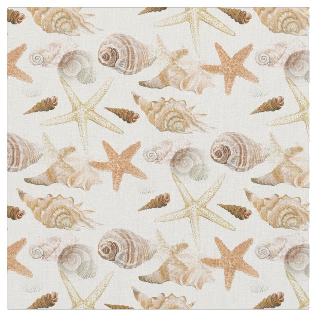 Beach Sand and Seashells Ocean or Seaside Fabric (Close Up)