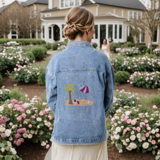 Beach Sand and Umbrella Denim Jacket