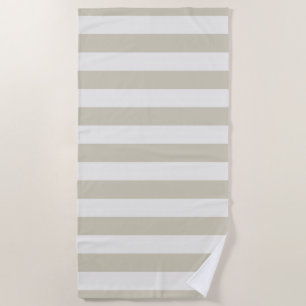 Beach Sand and White Stripes Beach Towel
