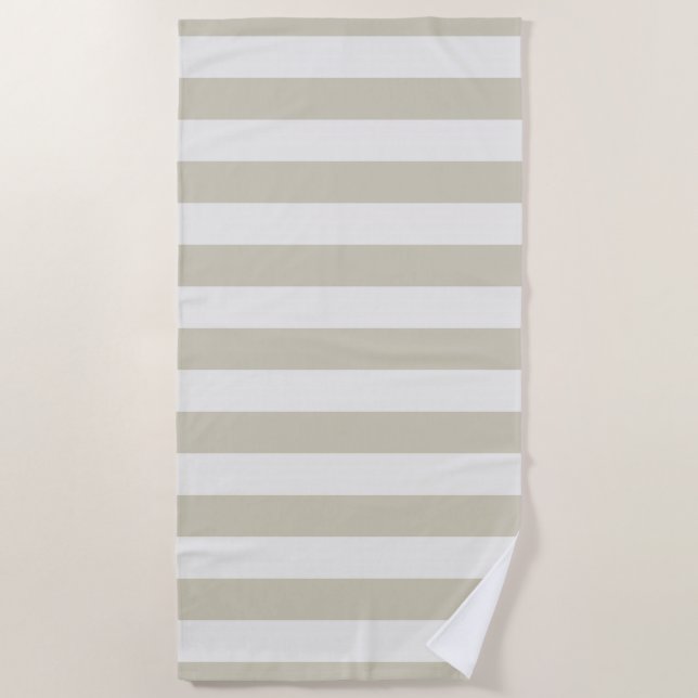 Beach Sand and White Stripes Beach Towel (Front)