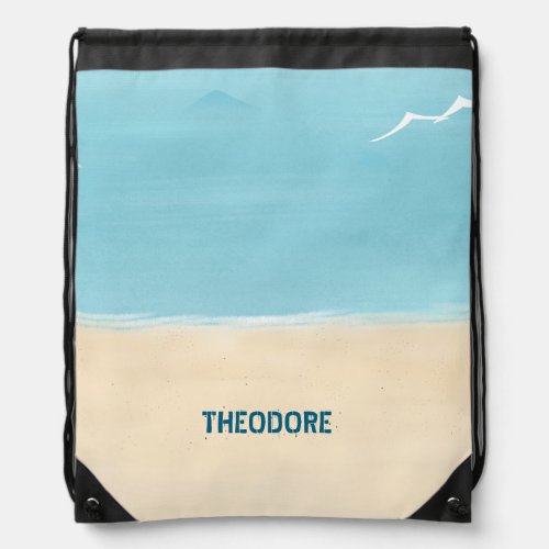 Beach Sand Aqua  Drawstring Bag