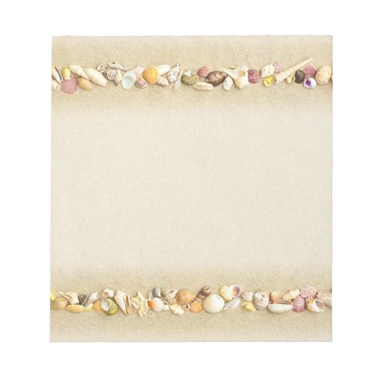 Beach Sand Background With Seashell Border Notepad