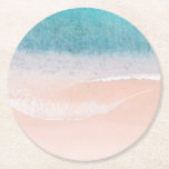 Beach Sand Blue Sea Seaside Custom Blank Template Round Paper Coaster<br><div class="desc">Beach Sand Blue Sea Seaside Custom Blank Template Elegant Classic Round Paper Coaster.</div>