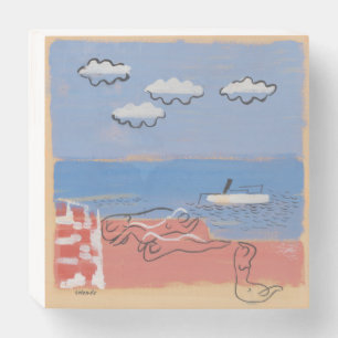 Beach, Sand + Blue Sky Contemporary Coastal Art Wooden Box Sign