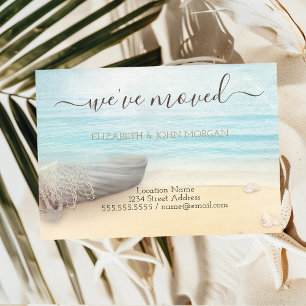 Beach Sand Boat New Address Announcement Postcard