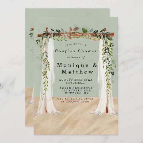 Beach Sand Canopy Elegant Couples Shower Invites