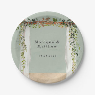 Beach Sand Canopy Elegant Tropical Modern Wedding Paper Plates