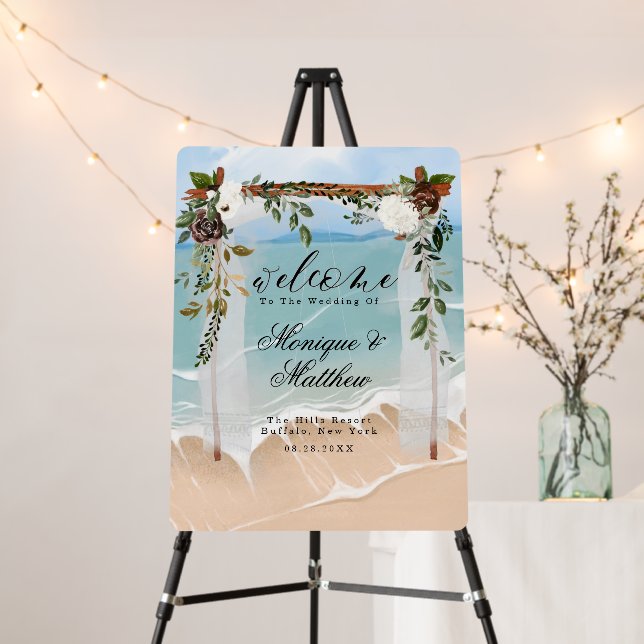Beach Sand Canopy Paradise Wedding Welcome Foam Bo Board (In Situ (Stand))