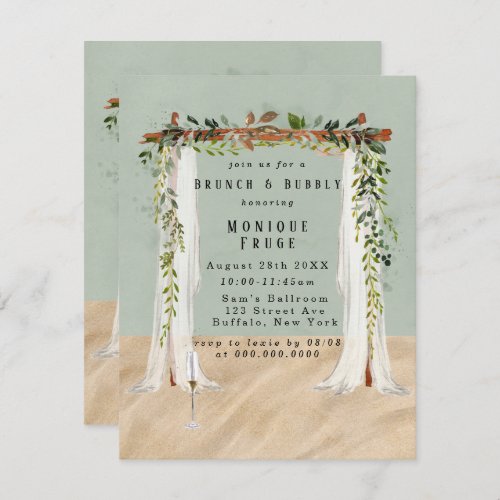Beach Sand Canopy Tropical Brunch  Bubbly Invites