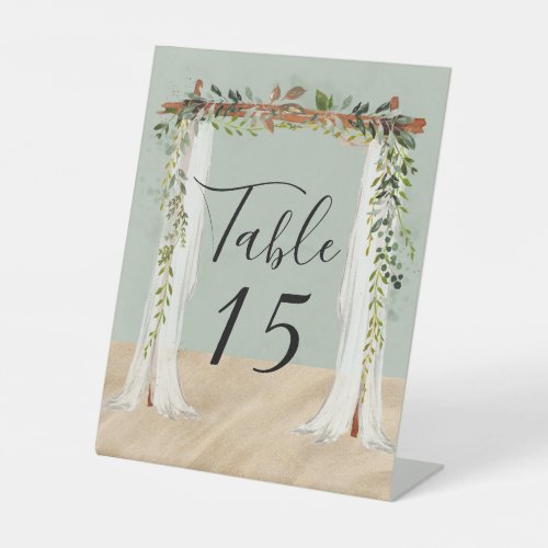 Beach Sand Canopy Tropical Wedding Table Number Pedestal Sign