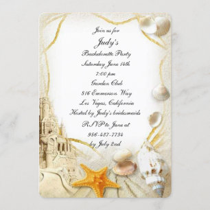 Beach Sand Castle Wedding Bachelorette Party Invitation
