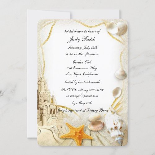 Beach Sand Castle Wedding Bridal Shower Card