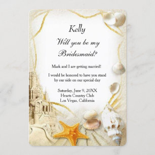 Beach Sand Castle Wedding Bridesmaid Invitation