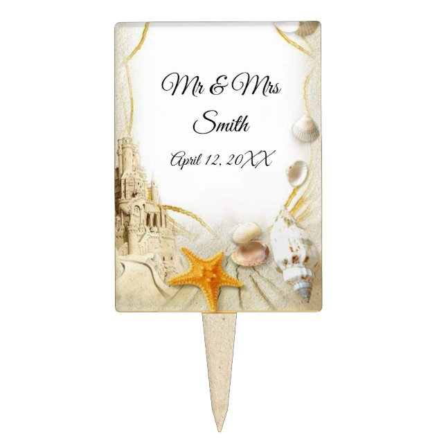 Beach Sand Castle Wedding Cake Topper (Front)