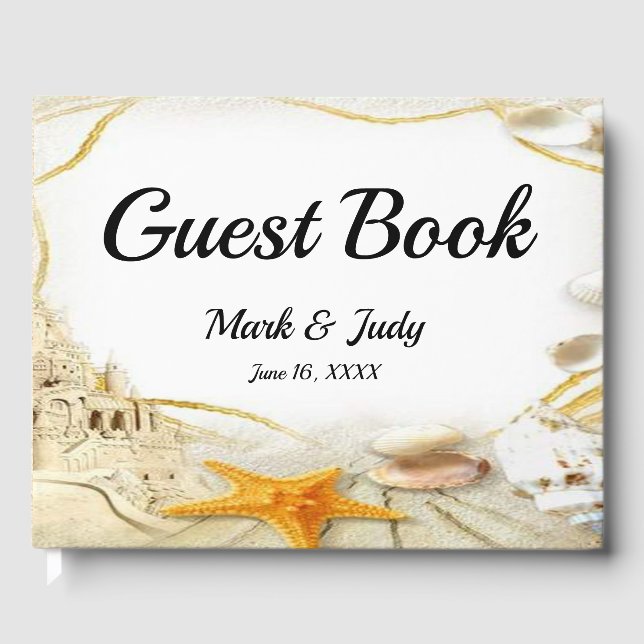 Beach Sand Castle Wedding Guestbook (Front)