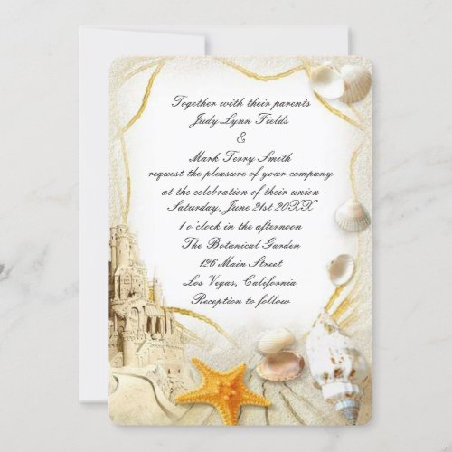 Beach Sand Castle Wedding Invitation