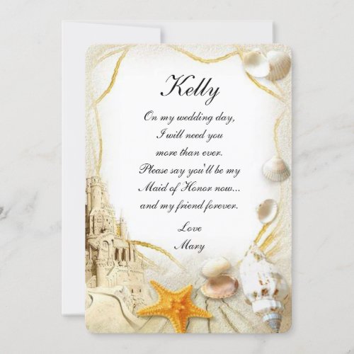 Beach Sand Castle Wedding Maid Of Honor Invitation