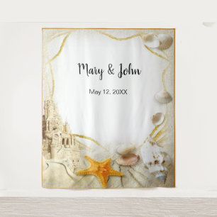 Beach Sand Castle Wedding Photo Backdrop