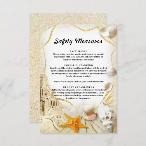 Beach Sand Castle Wedding Safety Measures Enclosure Card