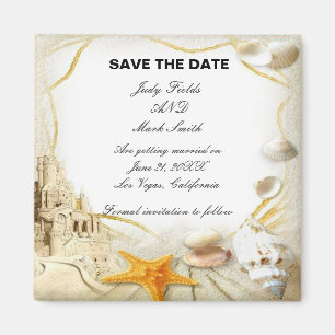 Beach Sand Castle Wedding Save The Date Magnet
