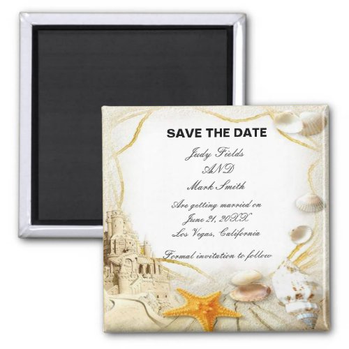 Beach Sand Castle Wedding Save The Date Magnet