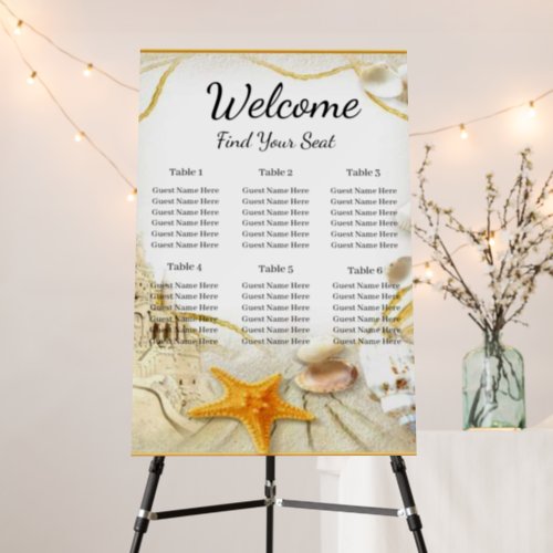 Beach Sand Castle Wedding Seating Chart Foam Board