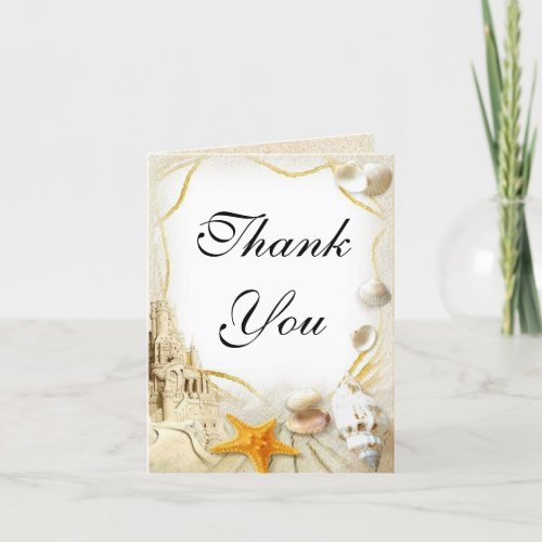 Beach Sand Castle Wedding Thank You Card