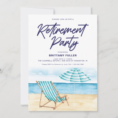 Beach Sand Chair Retirement Party Invitation