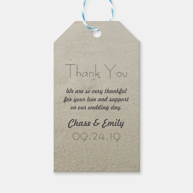 Beach Sand Custom Tie On Favor Tags (Front)