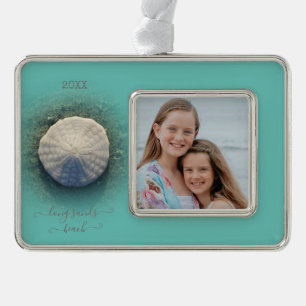 Beach Sand Dollar Aqua Photo Christmas Ornament