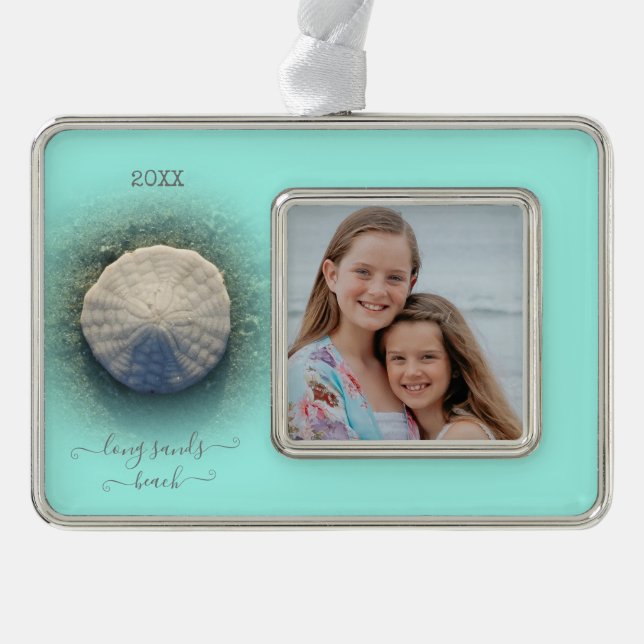 Beach Sand Dollar Mint Photo Christmas Ornament (Front)