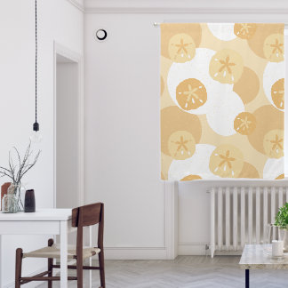 Beach Sand Dollar Pattern Brown White Abstract Blackout Curtains