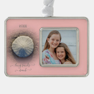 Beach Sand Dollar Pink Photo Christmas Ornament