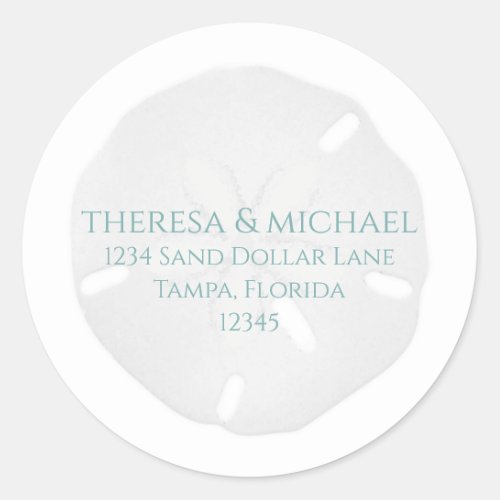 Beach Sand Dollar Simple Return Address Classic Round Sticker