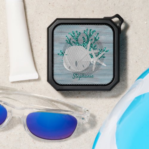 Beach Sand Dollar Starfish Aqua Blue Bluetooth Speaker