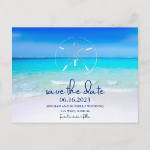 Beach Sand Dollar Wedding Save the Date Postcard
