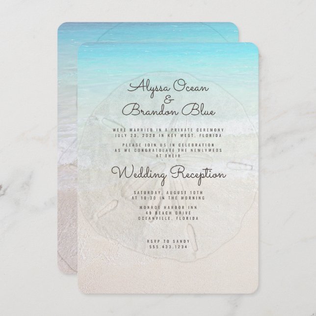 Beach Sand Dollars Reception Only Invitation (Front/Back)