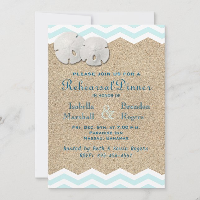 Beach Sand Dollars Rehearsal Dinner Invitation (Front)